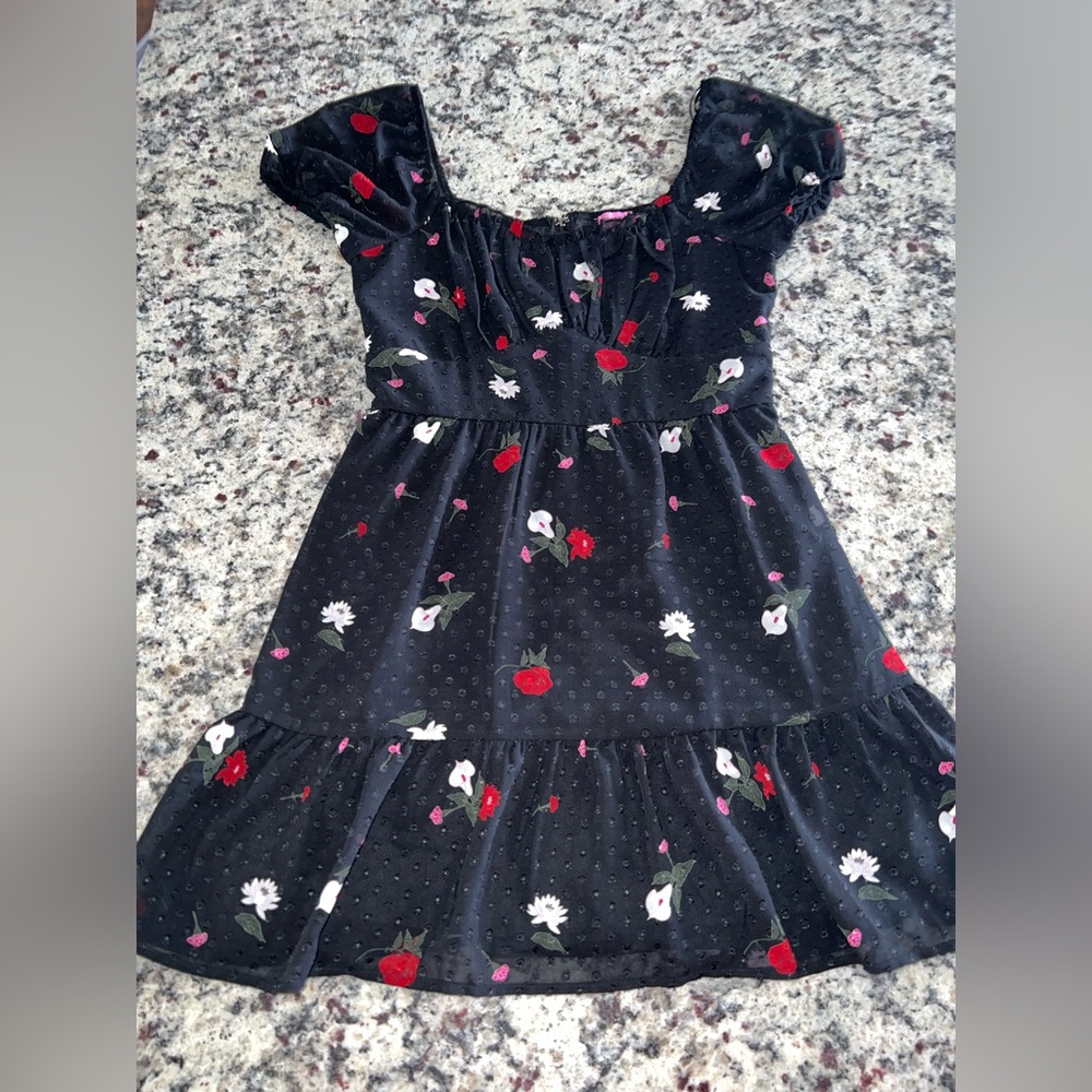 Floral Black Mini Dress